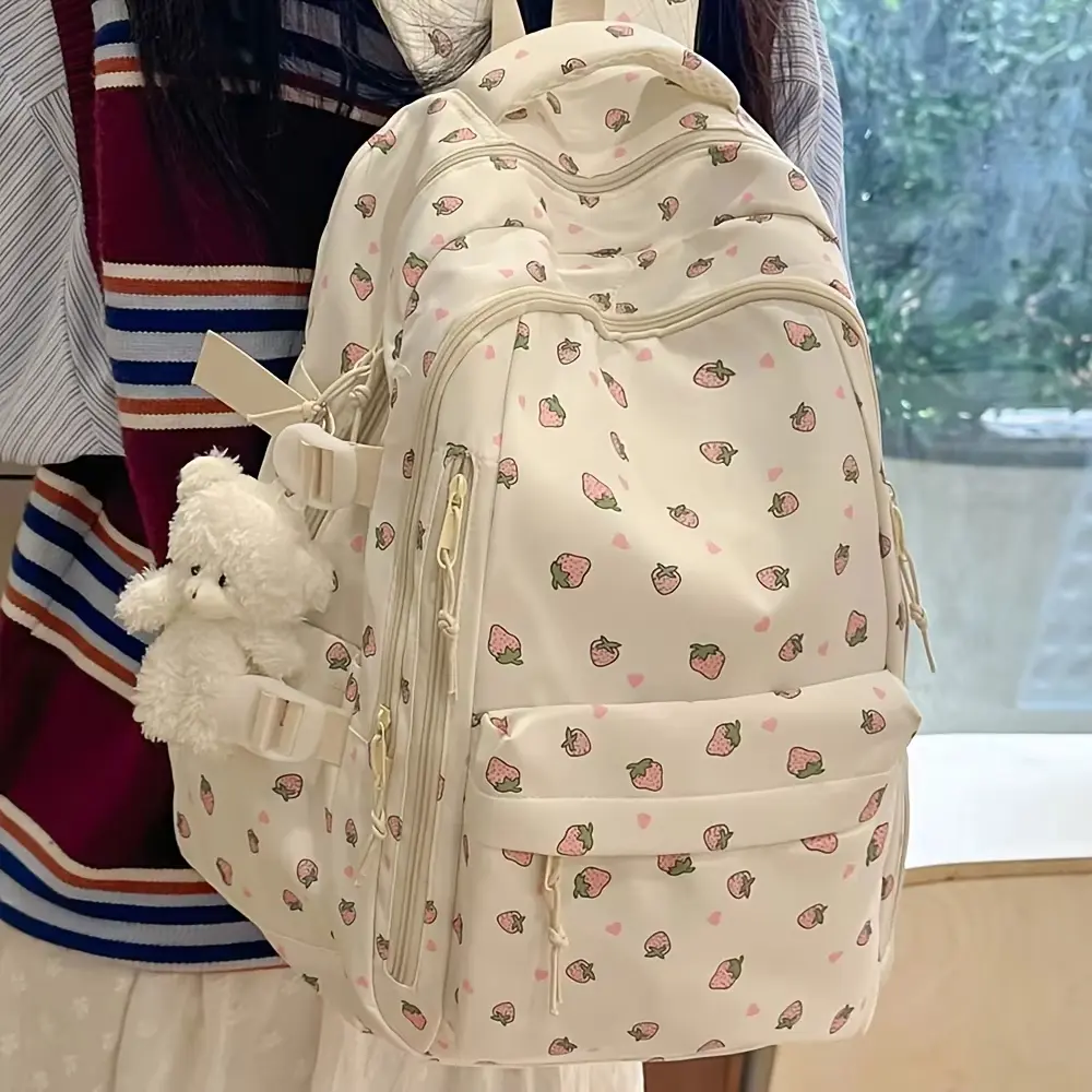 Women's Lightweight Nylon Japanese Floral Print Backpack - College School Bag for Camping & Hiking Travel