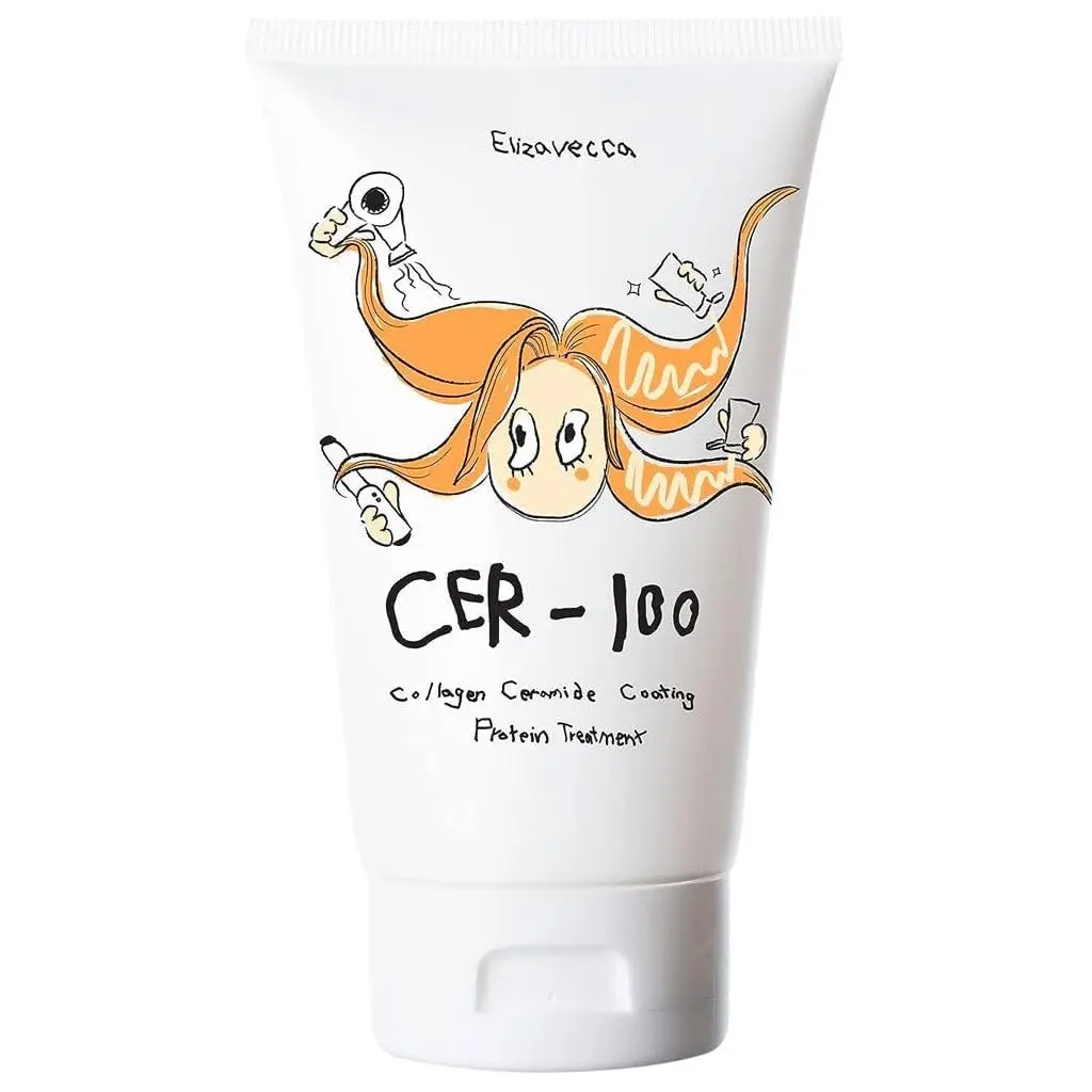 Elizavecca Milky Piggy Collagen Ceramide Coating Protein Treatment - Herbal Protein-Based Leave-In Hair Treatment, White, 3.38 Oz, Hair Strengthening, Protein-Based Leave-In Treatments