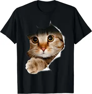 100% Cotton Cat Shirt, Cat Tshirt, Cat Torn Cloth Shirt, Kitten,Kitty T-Shirt