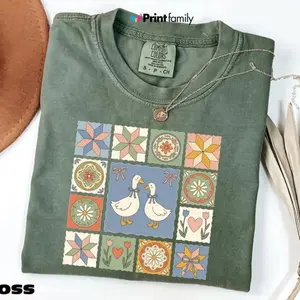 Comfort Colors T-Shirt Silly Goose Shirt, Retro Goose Graphic Tshirt, Cute Farm Animal Tee, Cottagecore Gift, Goose Lover Sweater - Printfamily