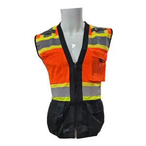 Tricolor Orange Safety Vest Solid Fabric
