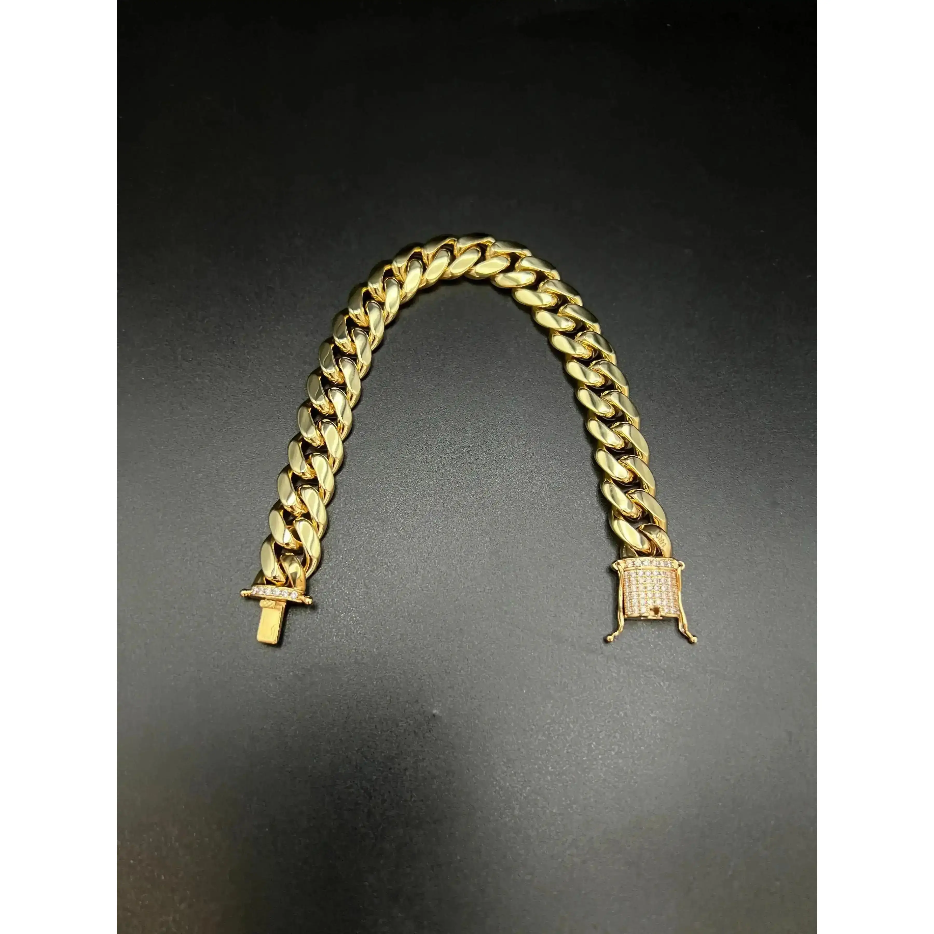 12mm Cuban Link Bracelet, 5-Tone Plating, Durable Miami Hip Hop Style, Zircon Clasp, Party Fashion Accessory, All Seasons Wear