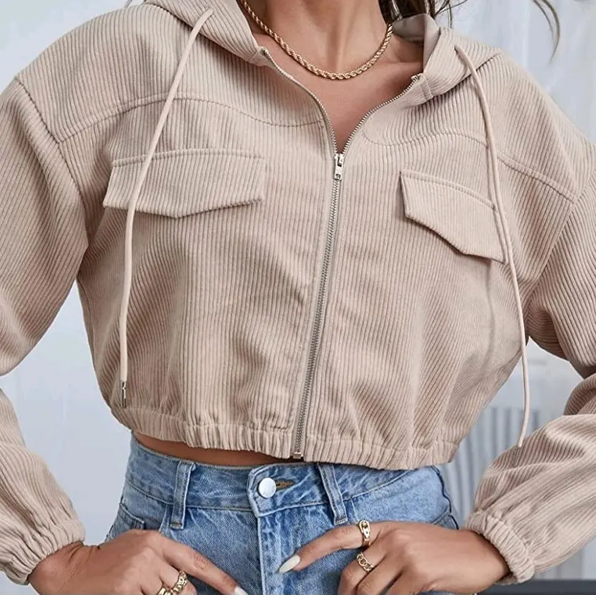 Tan Corduroy Crop Jacket