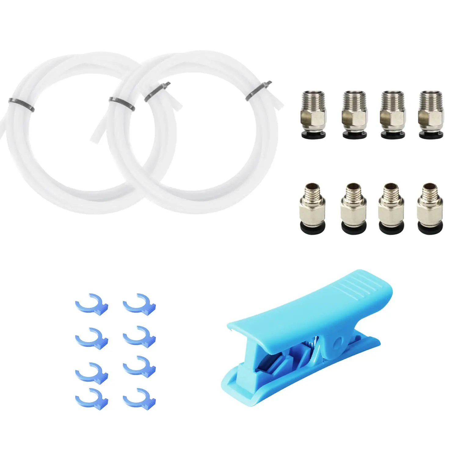 Printer Bowden Tube 2M, PTFE Tube Teflon Bowden Tubing with high Grade PC4-M6 & PC4-M10 Pneumatic Fittings,Tube , for 1.75mm Filament Ender 3/Ender 3 V2/Ender 3 Pro/CR 10 Series