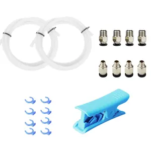 Printer Bowden Tube 2M, PTFE Tube Teflon Bowden Tubing with high Grade PC4-M6 & PC4-M10 Pneumatic Fittings,Tube , for 1.75mm Filament Ender 3/Ender 3 V2/Ender 3 Pro/CR 10 Series