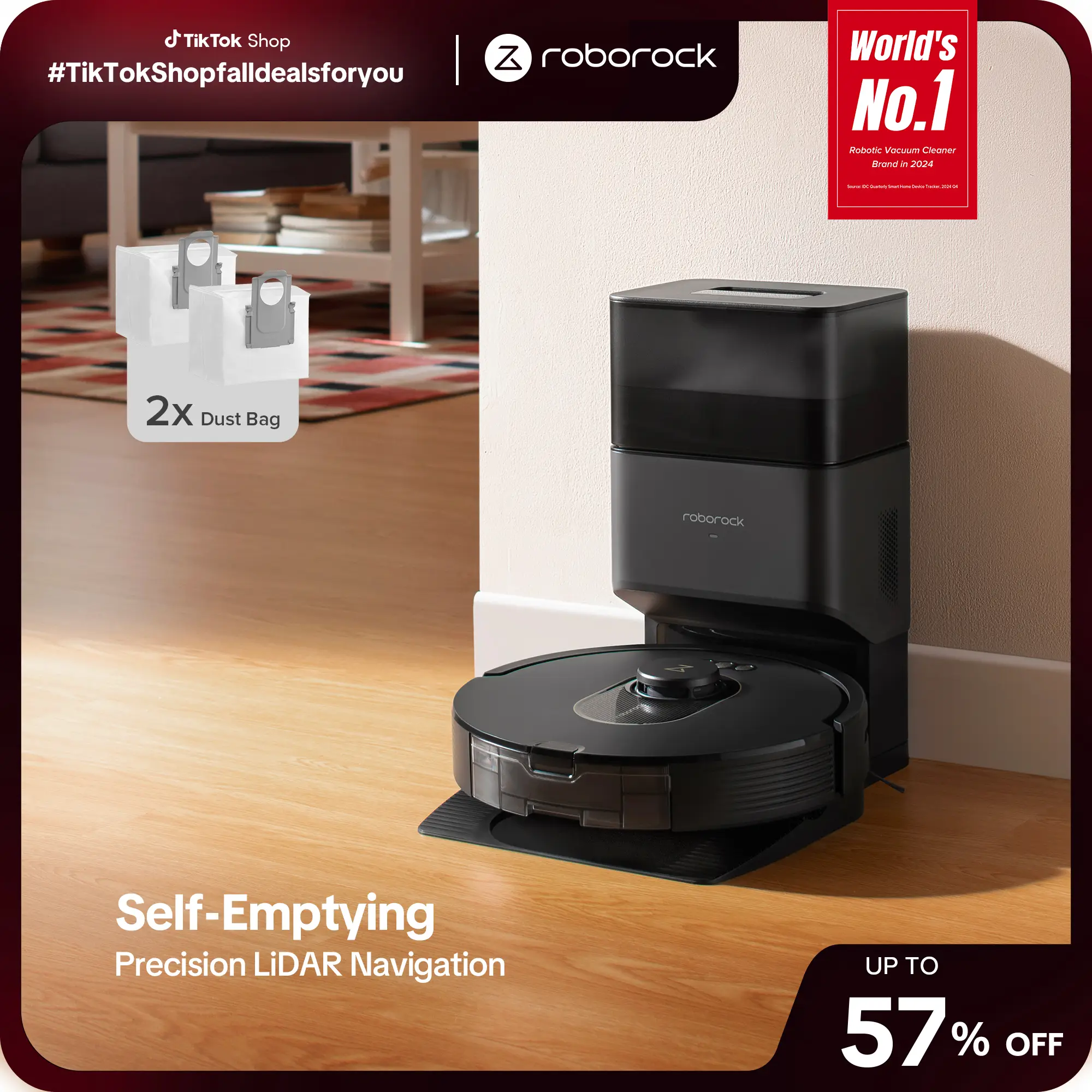 Roborock Q5 DuoRoller+ Robot vacuum with Self-Empty Dock, 5500 Pa Suction, DuoRoller Brush Home Cleaning Machine #TikTokShopfalldealsforyou