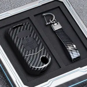 Abs Carbon Fiber Style Car Key Cover, Flip Key Case for Mazda 2 3 5 6 Cx7 Cx9 Rx8 Mx5 Mpv Demio, Fob Keychain Bag Protector