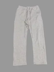 Uncuffed Men's Sweatpants Light Grey Color Joggers Relaxed Oversized Fit Design Unisex Athletic Casua Lounge Pants with Pockets, Soft Fleece Home Pants with Drawstring