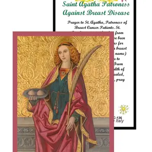 Saint Agatha Prayer Card - Beautiful Colors with Prayer in Back, Perfect Size for Carrying, Ideal for Prayer and Reflection
