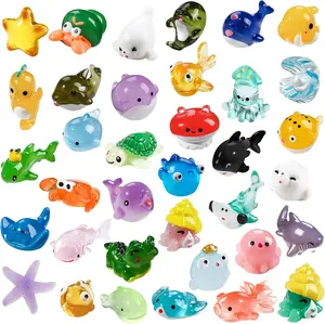 36pcs Mini Ocean Resin Animals Tiny Sea Animals Figurines Marine Miniature Plastic Animals Aquarium Ornaments Decorations for DIY Fish Tank Potted Micro Fairy Garden Dollhouse