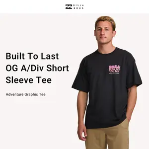 Billabong Built To Last OG A/Div Short Sleeve Tee - Black, 100% Organic Cotton Oversized Fit, Garment Washed Adventure Graphic Tee