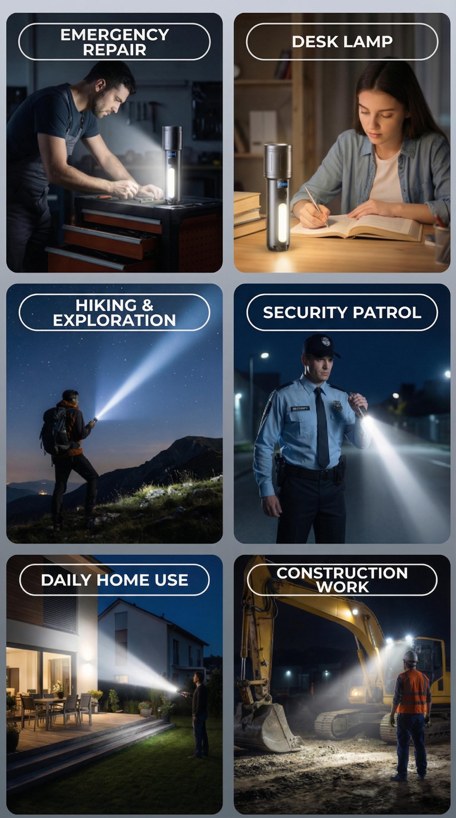 Black Panda Portable Flashlight 500 Lumens 500m Beam Mechanical Zoom  Multiple Modes USB Rechargeable