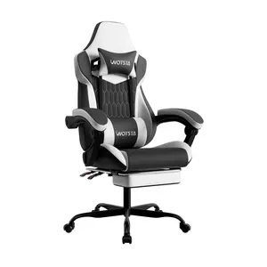 WOTSTA Adult Gaming Chair, Height Adjustable Video Gaming Chair with Swivel Seat, Breathable PU Leather Office Chair