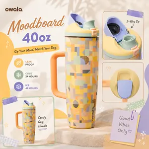 [Pre-order] Owala Moodboard 40oz Insulated Tumbler – Limited Edition Owala Cup, Leakproof Travel Mug, WaterTok Must Have