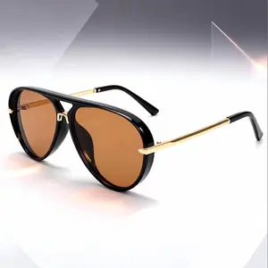 2026 New Unisex Aviation Pilot Sunglasses, Women's Fashion UV400 Shades with Gold Trim Black Frame