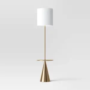 Modern Floor Lamp with Table Brass - Threshold