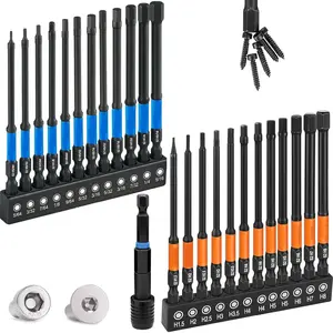 Allen Wrench Drill Bit Set 25 count Hex Bit Set,  Driver Bit Set,  Bit Set, Allen Wrenches Sets, 4" Long Metric&SAE 1/4" Hex Shank  Allen Key Drill Bits Sets with Storage Box