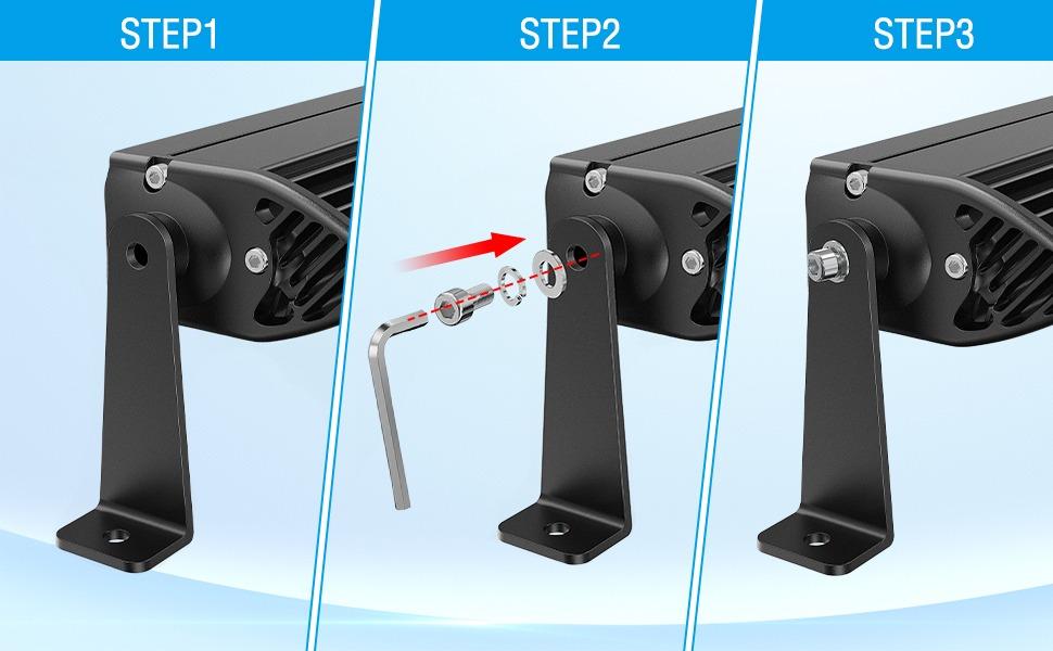 Nilight 2PCS Universal Side-Mounted Brackets Adjustable Compatible with Straight or Curved Led Light Bar, 2 Years Warranty,Black