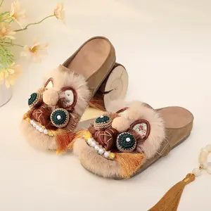Handmade Tiger Head Leather Slippers, 2026 New Model, Height-Increasing, Lightweight