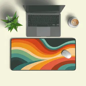 [SALE UP TO 50% + FREE SHIP] Retro Graphic Desk Mat Gift  Oversized Mouse Pad  Groovy Seventies Burst