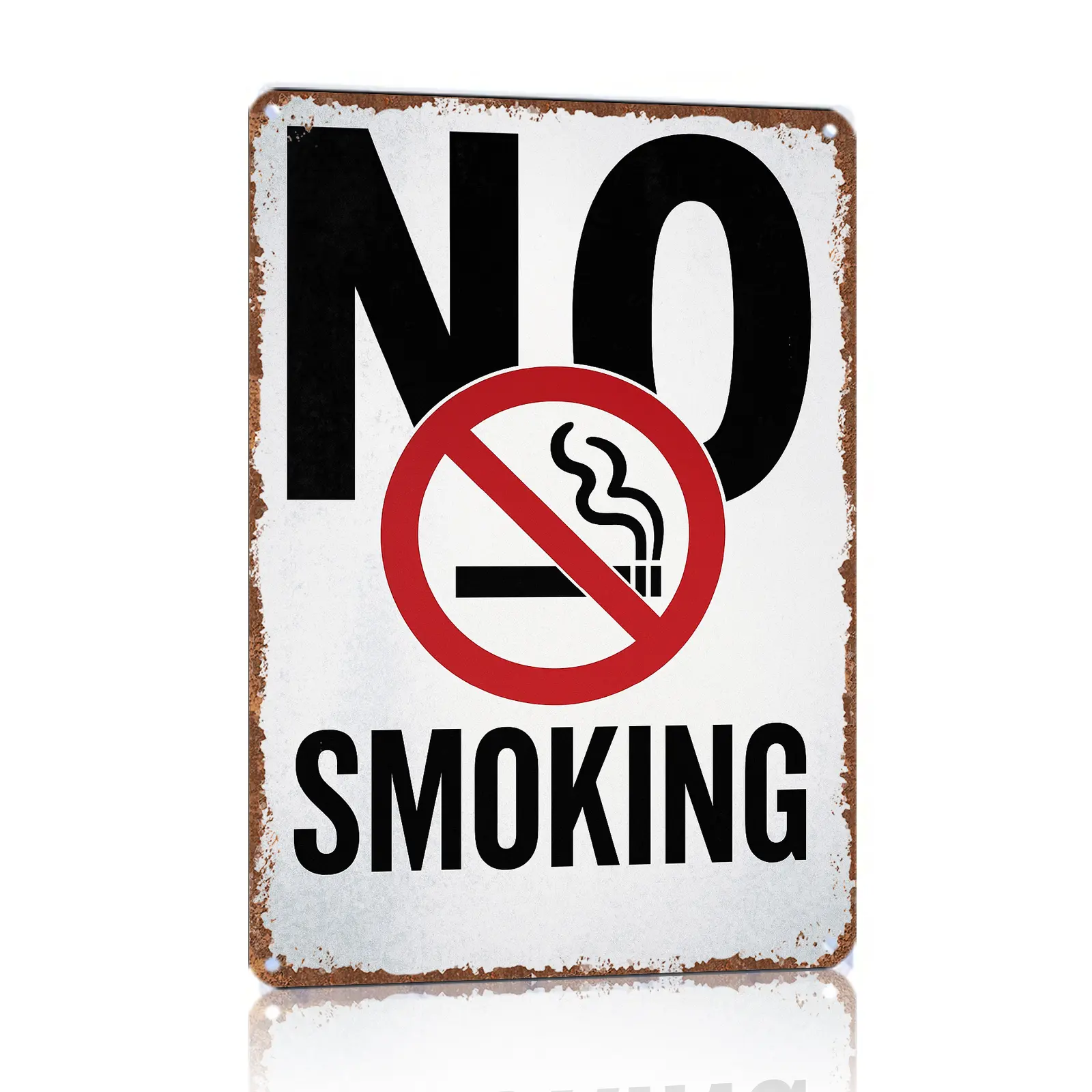 Vintage Aluminium No Smoking Warning Sign, 12x8 in Art Decorative Wall Plaque - Home Supplies for Office/Home, Universal Ideal Gift for Business Spaces, Display