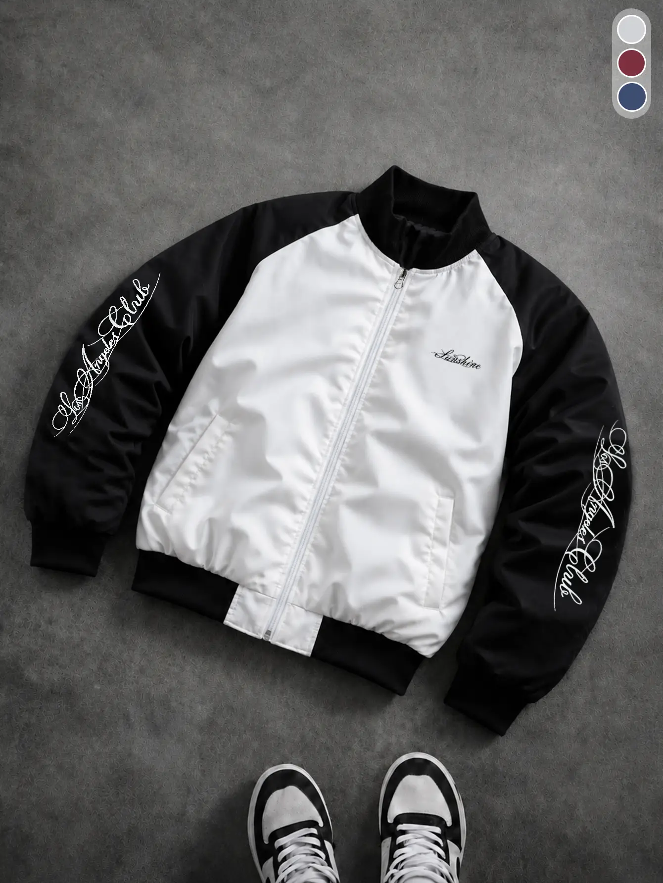 Men's American vintage black-and-white color-block baseball jacket | Y2K high-street raglan-sleeve bomber jacket | Streetwear brand loose casual jacket
