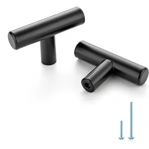 30-Pack 1.97 Inch (Approx. 5 cm) Cabinet Knobs, Single Hole Matte Black Cabinet Hardware, Stainless Steel Kitchen Drawer Pulls for Cabinets & Wardrobes, Door Hardware