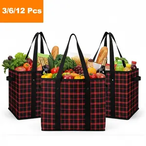 Reusable Grocery Bags, Large Grocery Tote Bag Water Resistant Shopping Bags Foldable Grocery Bag for Clothes,Shoes and Picnic,Red