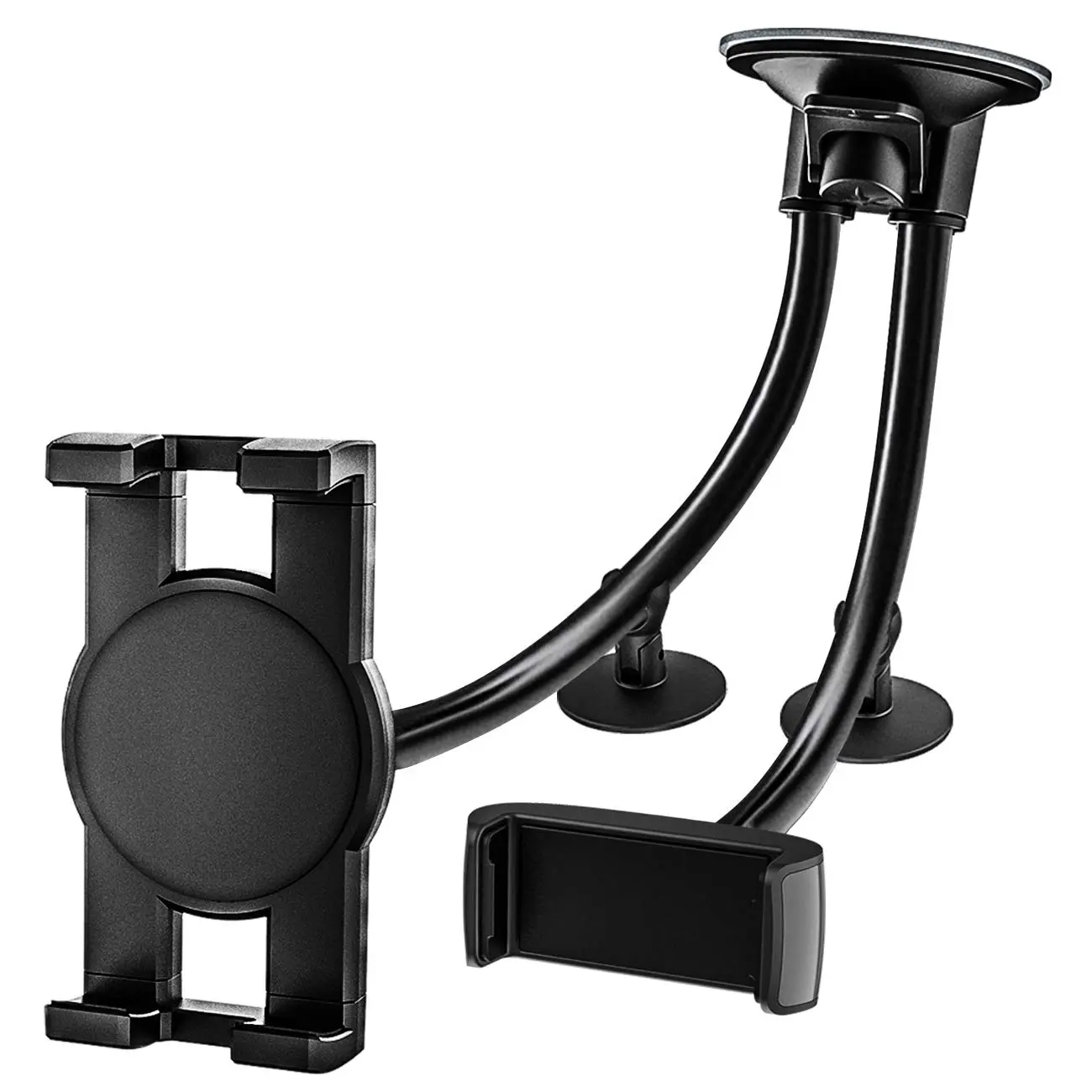 Dual Car Tablet Mount  Windshield Window Phone & Holder With Double Long Arm Suction Cup For Ipad Pro/air/mini Galaxy Tab/z Fold Fire Hd More 4-13" Cell Phones And Tablets