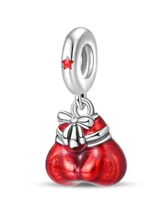 Lucky Money Bag Dangle Charm, Heart Shape & Bow Bead, Fortune Jewelry for Pandora Bracelet, Luck Enhancing Accessory