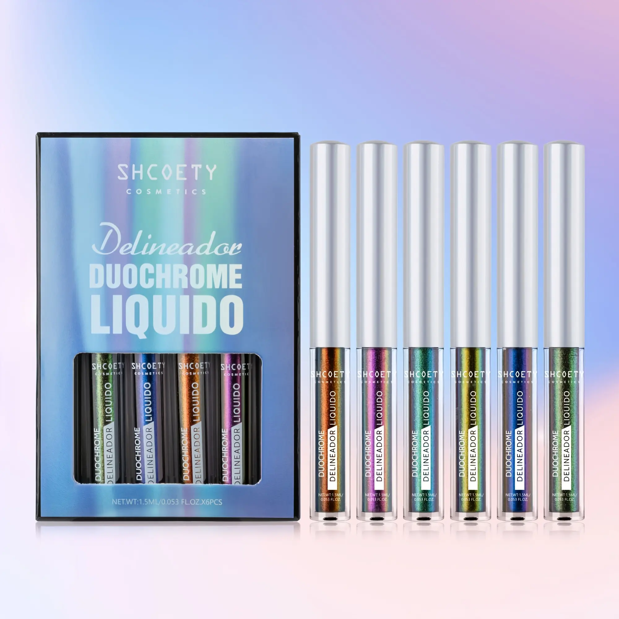 6-pack eyeliner pencils, iridescent dual-color,one stroke for two colors with a shimmeringeffect, 0.1mm ultra-fine tip for preciseapplication, waterproof and sweatproof, 24-hour wear