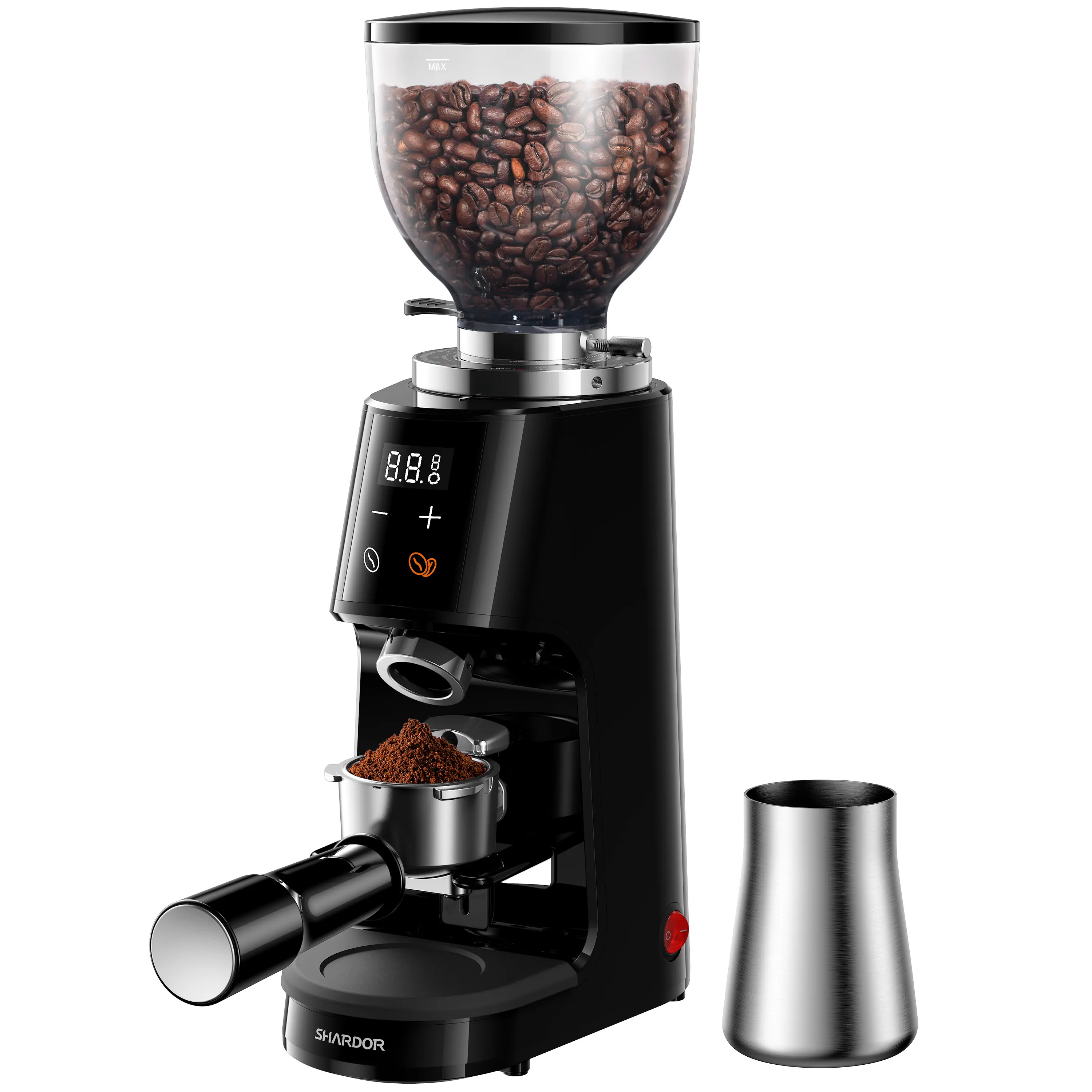 SHARDOR Professional 64mm Burr Coffee Grinder with 100 Grind Settings and All-Metal Chamber, Coffee Bean Grinder with Adjustable Electronic Timer and LED Display, Anti-Static,Black tiktokshopbacktoschool