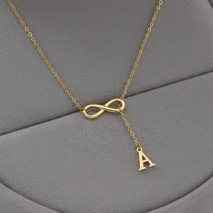 Gold Initial Letter Pendant Necklace, Infinity Symbol Layered Chain for Women, Faith Jewelry for Daily Wear, Dainty Accessory for Special Occasions