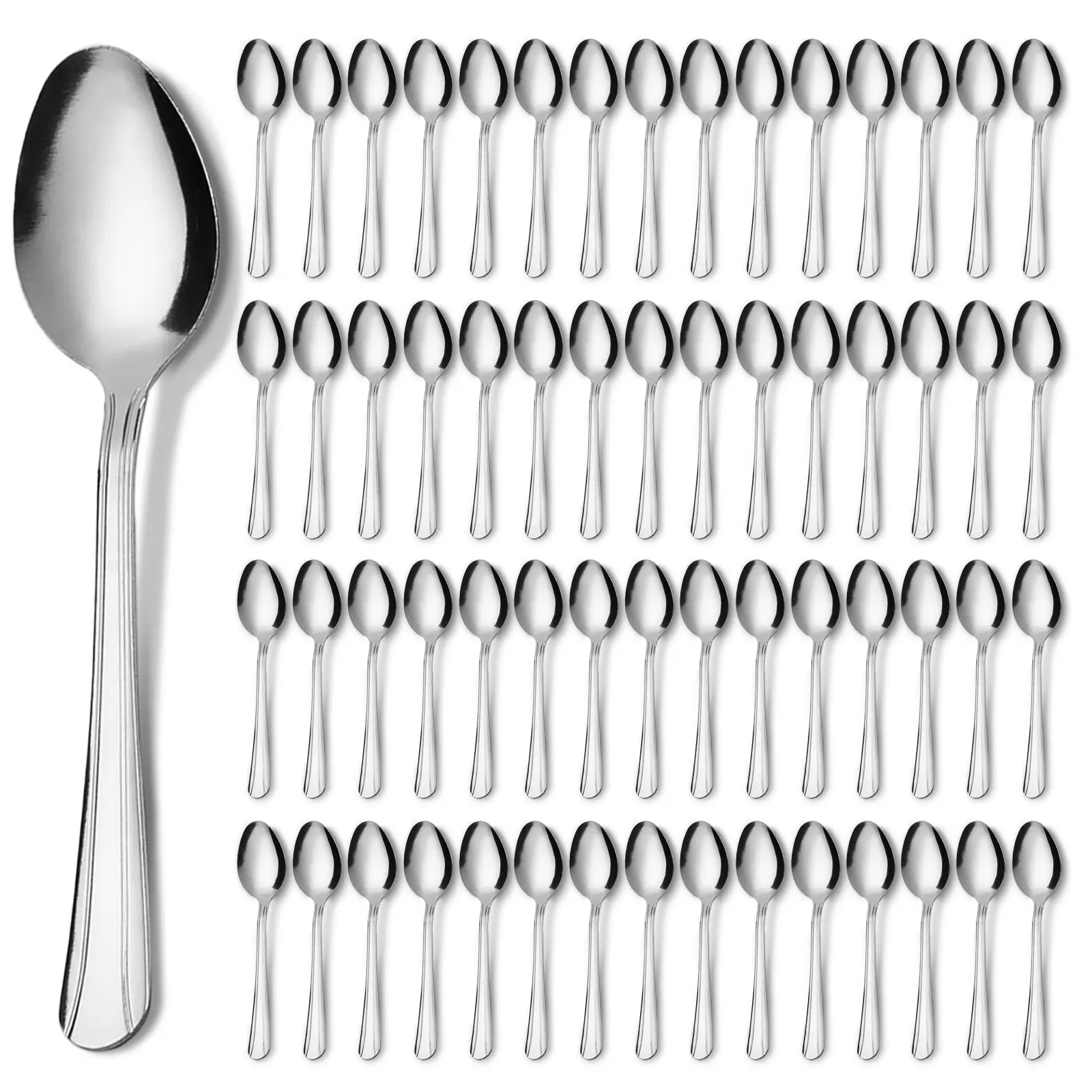 60pcs Elegant Mirror-Polished Stainless Steel Spoons Set, Dishwasher Safe Cutlery Tableware Ideal for Restaurant, Banquet Business Use, Dishwasher Safe Spoons