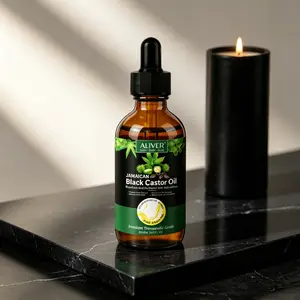 ALIVER 100% Pure Jamaican Black Castor Oil (60ml) - Hair Oil for Scalp Care, Hair Growth & Nourishment, Suitable for Eyelashes, Brows