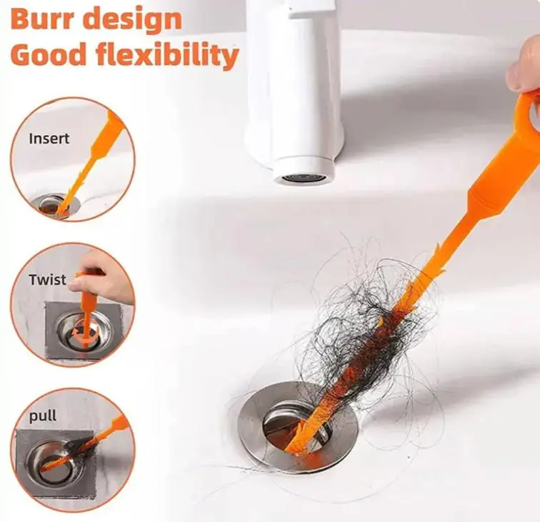 5 Pack 25inch Drain clog remover, Snake Drain Cleaner Hair Clog Remover tool, Shower kitchen sinks and bathtubs, sink snake, hair toilets sewer pipe cleaning tools.