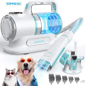 Simwal Pet Vacuum Grooming Kit Dog Grooming Vacuum 6 In 1 Pet Grooming Vacuum 11kpa 99% Pet Hair Removal Low Noise for Dogs, Cats, and Other Animals - Easy Cleaning, Detachable Design, and Complete Grooming Solution cleaner trimmer cleaner trimmer