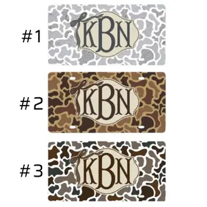 Camo Print Monogram License Plate Personalized Car Tag Custom Initial Auto Accessory Preppy Style Vehicle Decorative Front License Plate