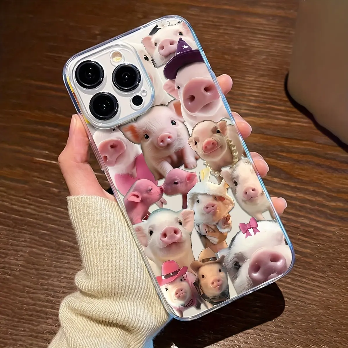 A transparent anti-drop phone case with cute pink pig patterns, suitable for iPhone 17 Air/16 Plus/15 Pro Max/14 Pro/13/12/11/XS Max/X phone case, perfect for holiday gifts for family, friends, lovers, girlfriends TMZB132