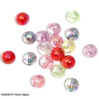 HS904019 16mm 50pcs Transparentprinted beads