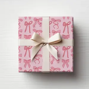 Pink Bows Wrapping Paper  | Preppy Girl Giftwrap Roll  | Coquette Gift Wrapping