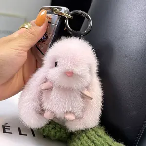 Faux Mink Lop-eared Bunny Plush Keychain, Bag Hanging Ornament, Cute Rabbit Collectible Pendant Birthday Gift Plushies Pony Skullpanda