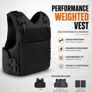 3-A Weighted Fitness Vest — Includes two large front and rear paltes and two side paltes.Adjustable size