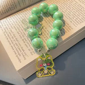 Shimmering Beads Keychain with Cute Character - Sparkling Keychain for Keys or Bags - Versatile Accessory for Everyday Use handmade  keychains