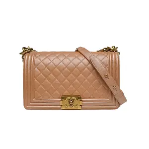 Pre-owned CHANEL Leboy Medium 25cm Shimmer Pink Calfskin Pristine