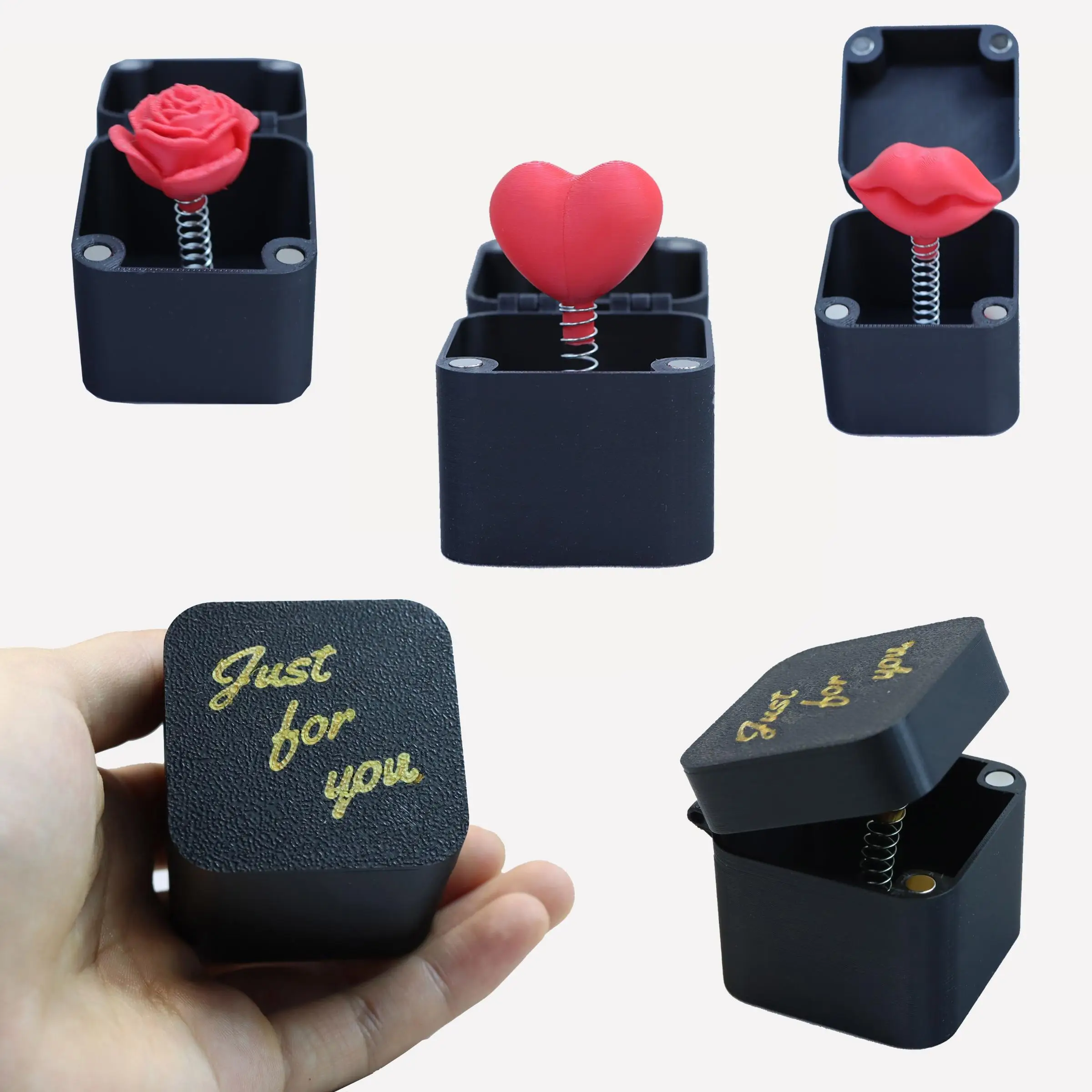 Middle Finger/Lip/Rose/Heart Design Gift Box, 1 Count Creative Surprise Gift Box, Funny Desktop Ornament, Party Gift for Friends & Family
