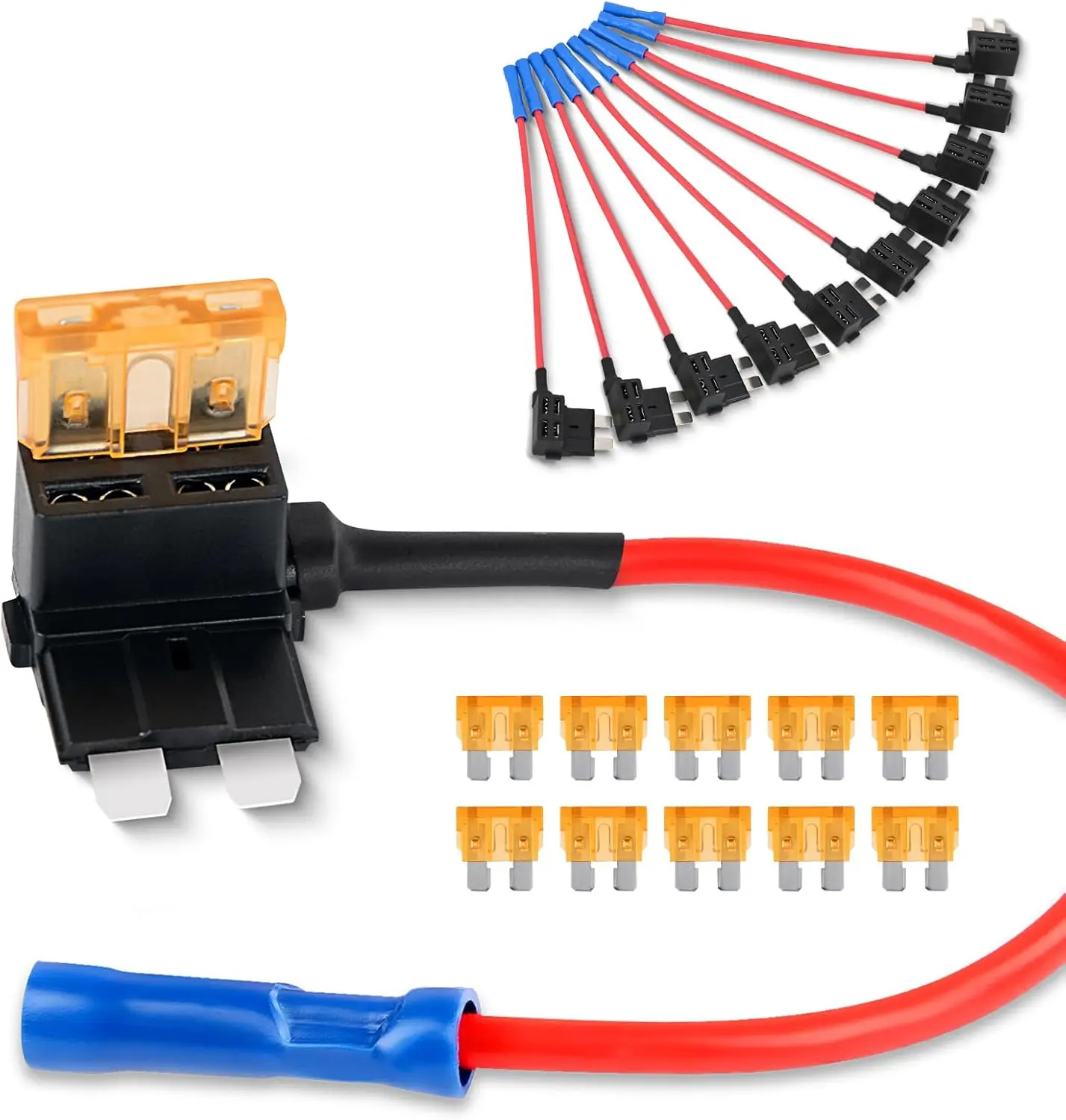 Nilight 12V Car Add-a-Circuit Fuse TAP Adapter with 5 Amp Standard APR ATO ATC Blade Fuse Set for Cars Trucks Boats, Multicolor, Pack of 10 Car Lighting Accessories Car Inverter