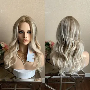 Little Wig Museum 22'' Cappuccino Blend Ombre Wig - 21'' Cap, Balayage Blonde, Heat Resistant Fiber, Glueless, One Size Fits 24.5" Head, Perfect for Cosplay