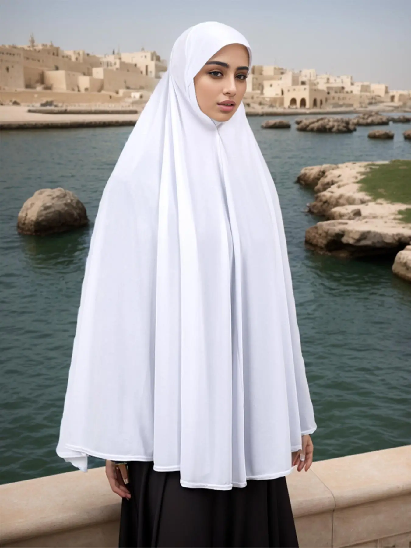 Women's Solid Color Khimar, Modest Soft Islamic Hijab for Daily Wear, Fashion Muslim Clothing for All Seasons