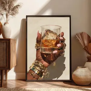 Black Woman Whiskey Art Print, Modern Decor